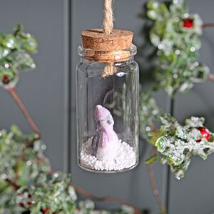 Christmas Penguin In Glass Bottle Tree Decoration