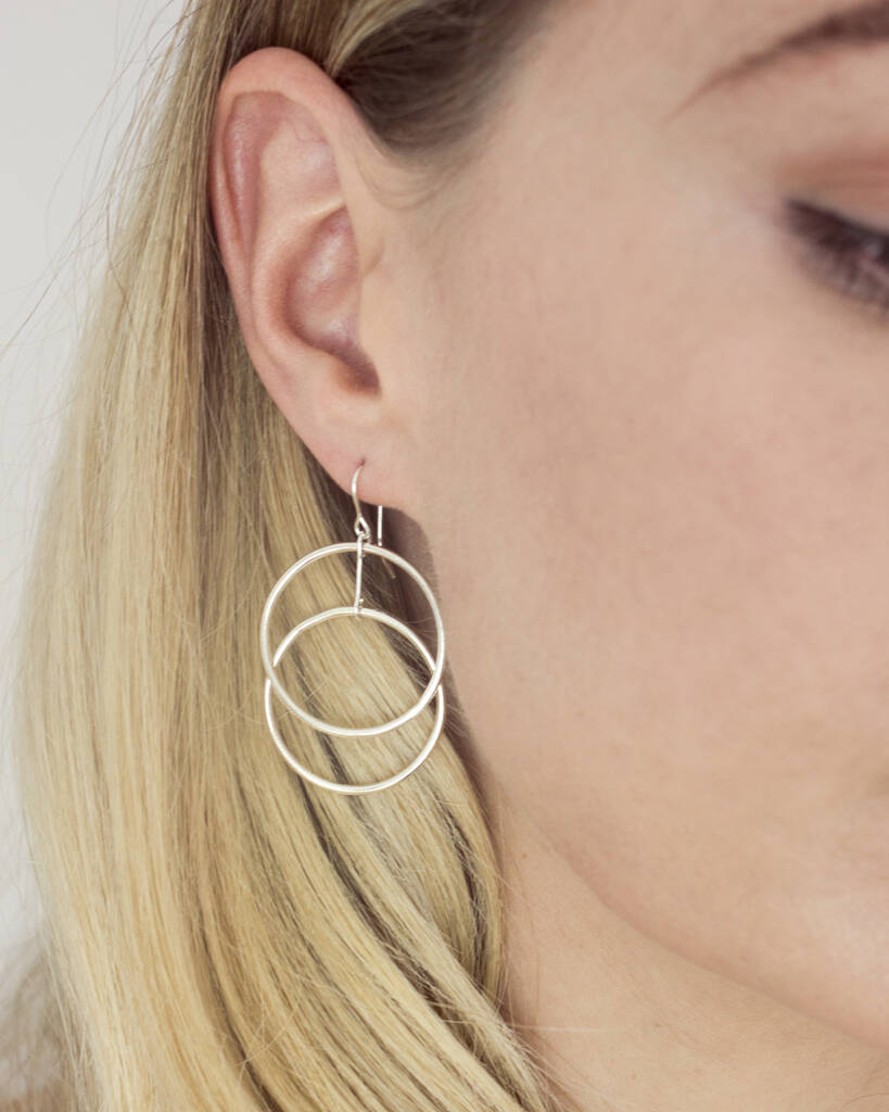Double Circle Drop Earrings By Fawn And Rose