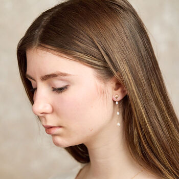 Handmade Pearl Drop Earrings “Lucille” – Gold Filled Or Sterling Silver Fan Design Jewellery Made In England, 4 of 10