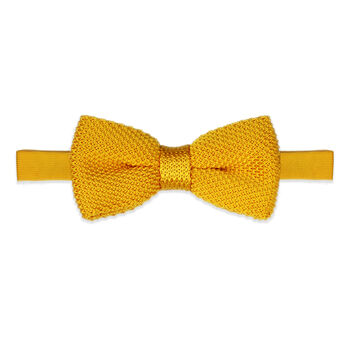 100% Polyester Diamond End Knitted Tie Mustard Yellow, 4 of 4