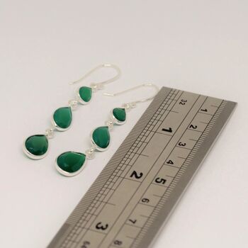 Green Onyx Sterling Silver Dangle Drop Earrings, 7 of 7