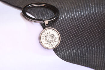 1936 90th Birthday Silver Threepence Coin Keyring Gift, 4 of 5