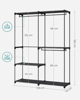 Clothes Wardrobe Hanging Rods Shelves Portable Closet, 11 of 11