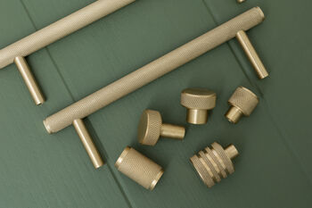 Satin Brass Knurled Cabinet Knob 25mm And 30mm High, 4 of 9