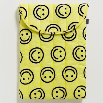 Smiley Face Quilted Puffy Laptop / Tablet Sleeve Case, 2 of 3