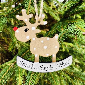 Personalised Sister Reindeer Christmas Tree Decoration, 2 of 3