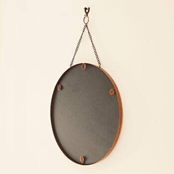 Round Antique Copper Hanging Chain Wall Mirror, 6 of 9