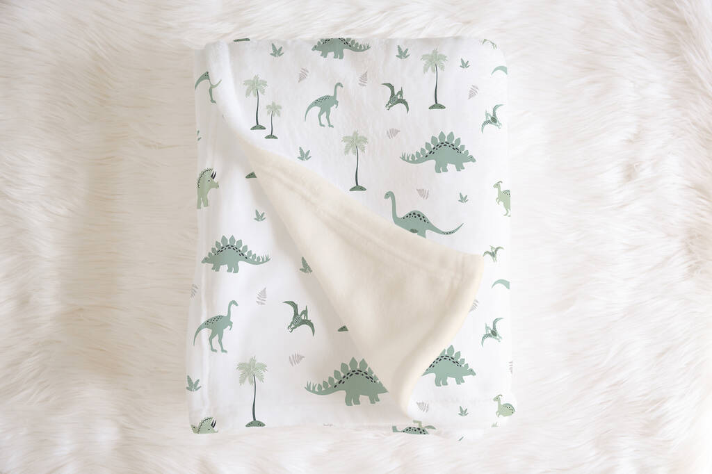 Green Dinosaurs Baby Blanket, 1 of 4