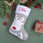 Personalised Christmas Stocking With Reindeer, thumbnail 1 of 4