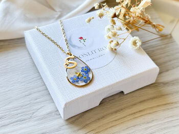 Forget Me Nots Teardrop Inital Necklace, 3 of 7