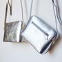 Personalised Italian Silver Or Gold Leather Crossbody Handbag | Classic Structured Shoulder Bag, thumbnail 4 of 12