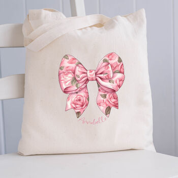 Personalised Pink Floral Bow Bag, 3 of 3