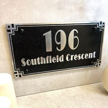 Personalised Cubic Art Deco With Street Name House Address Bespoke Plaque, 3 of 3