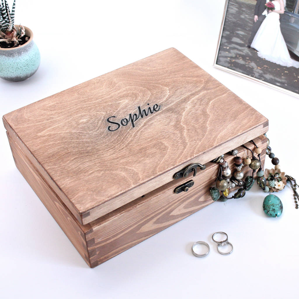 personalised wooden jewellery box by warner's end