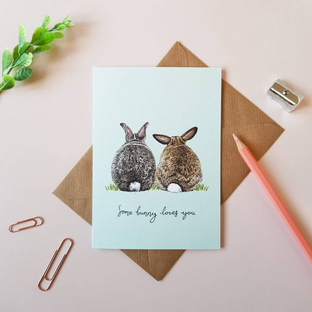 'some bunny loves you' greetings card by amelia illustration