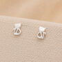 Sterling Silver Sitting Cat Stud Earrings, thumbnail 1 of 8