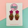 Retro Flower Vase Glitter Earrings *More Colours Available*, thumbnail 4 of 4