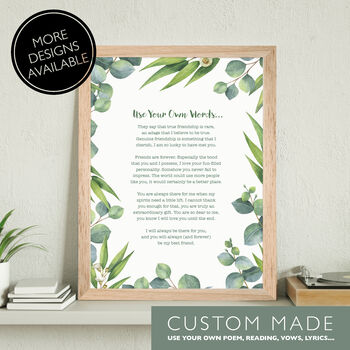 Personalised 'Use Your Own Words' Floral Print, 10 of 12