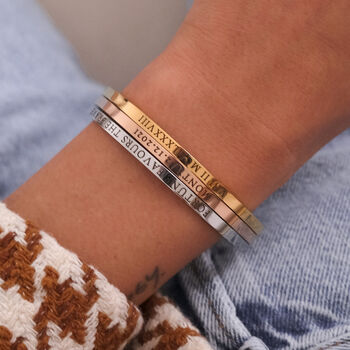 Personalised Womens Bangle Names Dates Mottos, 6 of 6
