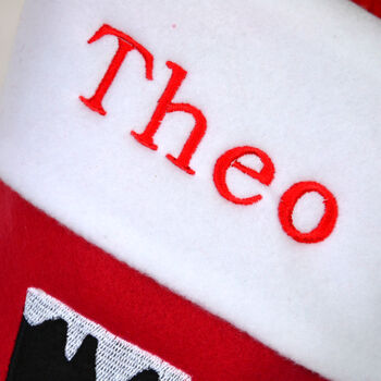 Personalised Stocking With Snowman In Tartan Scarf, 2 of 5