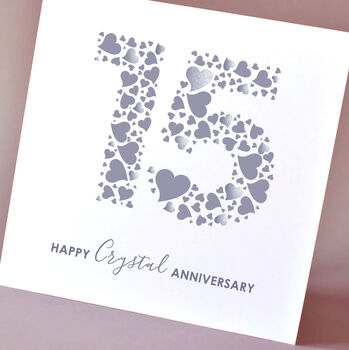 Love Hearts Crystal 15th Anniversary Card, 4 of 4