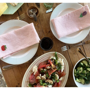 'Eat Your Greens' Embroidered Vegetable Linen Napkins, 3 of 10