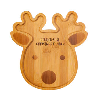 Personalised Reindeer Bamboo Christmas Plate Set, 4 of 6