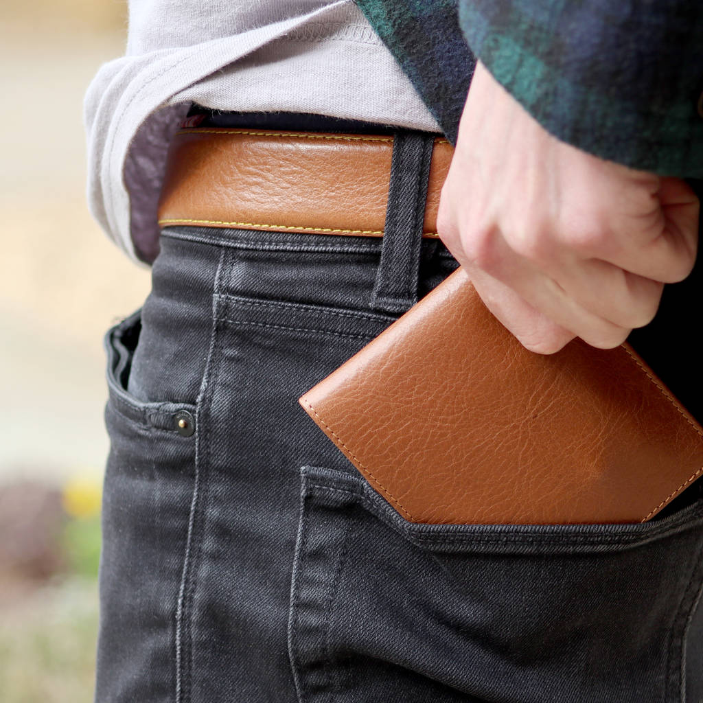 Personalised Italian Leather Wallet In Tan Or Brown By The British Belt   Original Personalised Italian Leather Wallet 