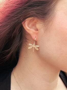 Dragonfly Huggie Hoop Earrings, 3 of 3