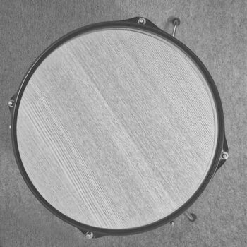 Real Drum Table Large Wood Grain, Chrome, Man Cave, Drummer, Upcycled, 7 of 11