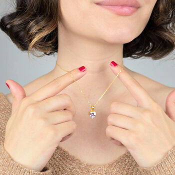 Rose Quartz October Birthstone Love Heart Necklace, 5 of 5