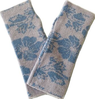 Cashmere Wrist Warmers Jacquard Floral, 4 of 4