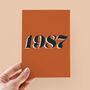 Personalised Retro Year Typography Greetings Card, thumbnail 1 of 9