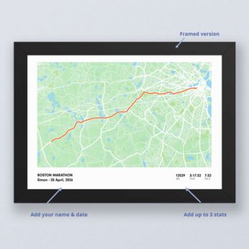 Boston Personalised Marathon Map Print, 3 of 3