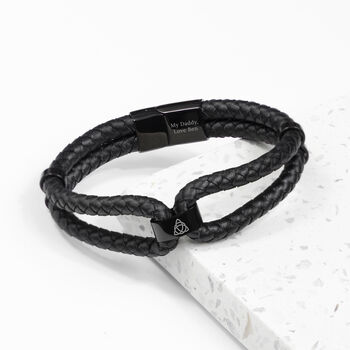 Personalised Men's Iconic Dual Leather Bracelet, 6 of 12