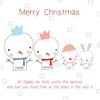 Family Merry Christmas Cute Snowman Card, 2 of 2