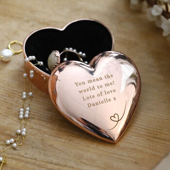 Personalised Rose Gold Heart Shaped Trinket Box, 2 of 6