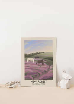 New Forest National Park Travel Poster Art Print, 2 of 8