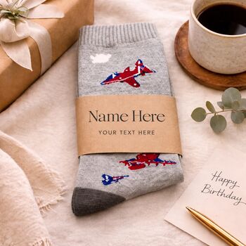 Planes Themed Mens Socks With Personalised Label Sleeve, 5 of 5