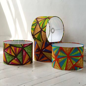 Orange And Blue Geometric Triangles African Lampshade, 7 of 8