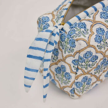 Handcrafted Block Print Quilted Makeup Bag, 3 of 7