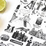Wales Illustrated Black And White Tea Towel, thumbnail 2 of 8
