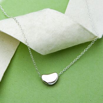 Sterling Silver Gold Bean Necklace, 6 of 9