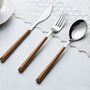 Stainless Steel And Faux Wood Cutlery Set, thumbnail 7 of 10