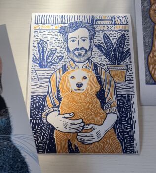 Personalised Pet And Owner Portrait Giclée Art Print, 3 of 3