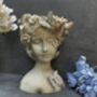 26cm Grey Green Ladies Head Plant Pot With Pink Flowers, thumbnail 7 of 12