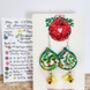 Hand Painted Brussel Sprout Face Bauble Earrings, thumbnail 1 of 11