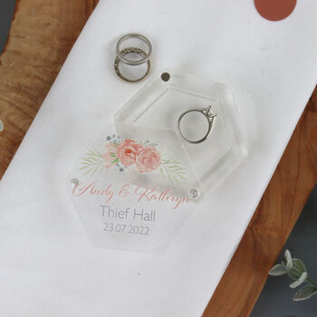 Hexagonal Acrylic Personalised Wedding Ring Box, 5 of 12