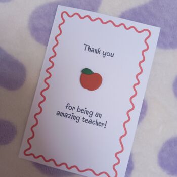 Teacher Thank You Card With Apple Pin Badge, 2 of 2