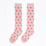 Women's Knee High Glitter Socks Pink Red Love Hearts, thumbnail 2 of 2